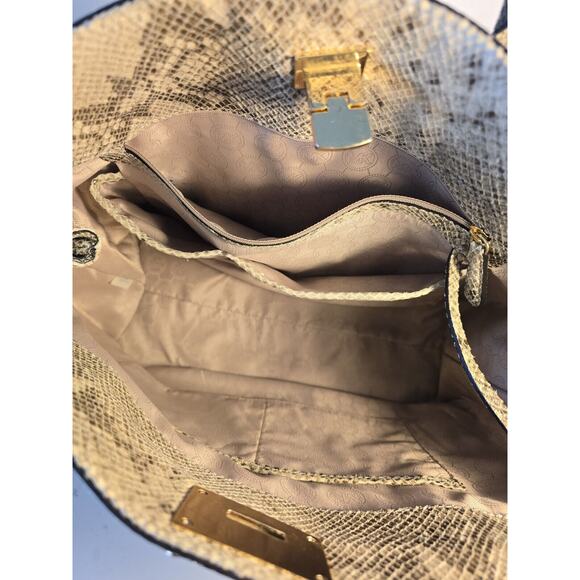 Gray Python Snakeskin Michael Kors Satchel Handbag W/Gold Hardware - Picture 4 of 8